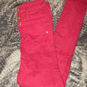 Super skinny maroon jeans